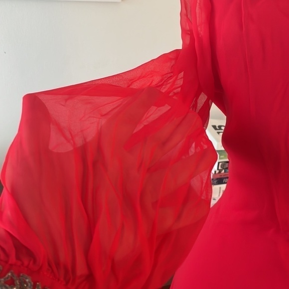 VINTAGE Red silk and Linen RED dress - Picture 8 of 9